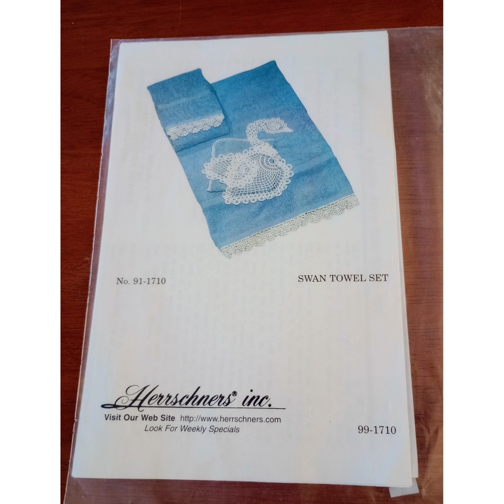 Herrschners Inc. Embroidery Pattern For Swan Towel Design New